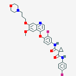 Structure of N-(3-Fluoro-4-((6-methoxy-7-(3-morpholinopropoxy)quinolin-4-yl)-oxy)phenyl)-N-(4-fluorophenyl)cyclopropane-1,1-dicarboxamide