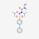 Chemical structure of (2R)-2-[([1,1μ-Biphenyl]-4-ylsulfonyl)(1-methylethoxy)amino]-N-hydroxy-3-methyl-butanamide,  (R)-N-Hydroxy-2-(N-isopropoxybiphenyl-4-ylsulfonamido)-3-methylbutanamide