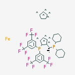 (S)-1-{(R)-2-[Bis[3,5-bis(trifluoromethyl)phenyl]phosphino]-ferrocenyl}ethyldicy结构式