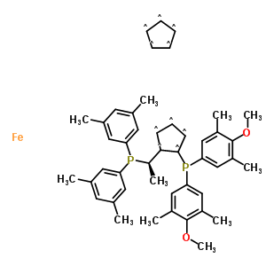 Structure of (S)-1-{(R)-2-[Bis(4-methoxy-3,5-dimethylphenyl)phosphino]ferrocenyl}-ethyldi(3,5