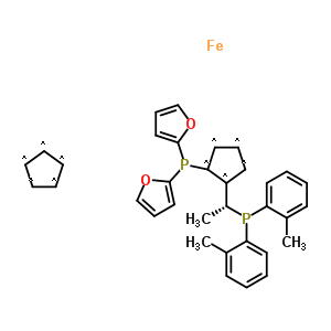 [(1S)-1-[2-[bis(furan-2-yl)phosphanyl]cyclopenta-2,4-dien-1-yl]ethyl]-bis(2-methylphenyl)phosphane,cyclopenta-1,3-diene,iron(2+)结构式