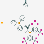 (S)-1-{(SP)-2-[2-(Diphenylphosphino)phenyl]ferrocenyl}ethylbis[3,5-bis-(trifluoromethyl)phenyl]phosphine结构式