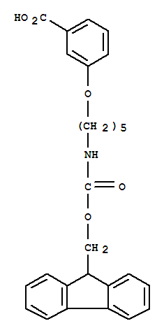3-(5-[(FLUOREN-9-YLMETHOXY)CARBONYLAMINO]PENTYLOXY)BENZOIC ACID结构式