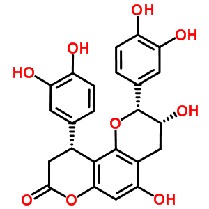 Structure of (2R,3R,10R)-2,10-bis(3,4-dihydroxyphenyl)-3,5-dihydroxy-3,4,9,10-tetrahydro-2H,8H-pyrano[2,3-f]chromen-8-one