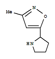 3-甲基-5-(2-吡咯烷基)异恶唑结构式