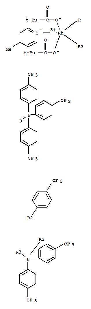 双(2,2-二甲基丙酸)(4-甲苯基)双[三[4-(三氟甲基)苯基]膦]铑结构式