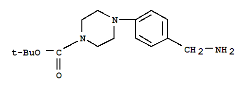 4-[4-(胺甲基)苯基]四氢吡嗪甲酸叔丁酯结构式