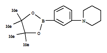 1-[3-(4,4,5,5-四甲基-1,3,2-二噁硼烷-2-基)苯基]哌啶结构式