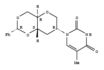 Structure of 1,5-Anhydro-4,6-O-benzylidene-2,3-dideoxy-2-[5-methyl-1H-pyrimidine-2,4-dione-1-yl]-D-glucitol