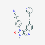 Structure of 2-Methyl-2-[4-[3-methyl-2-oxo-8-[(pyridin-3-yl)ethynyl]-2,3-dihydroimidazo[4,5-c]quinolin-1-yl]phenyl]propionitrile