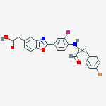 Structure of [2-(4-{[(2E)-3-(4-bromophenyl)prop-2-enoyl]amino}-3-fluorophenyl)-1,3-benzoxazol-5-yl]acetic acid
