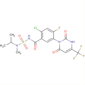 Structure of Benzamide,2-chloro-5-[3,6-dihydro-2,6-dioxo-4-(trifluoromethyl)-1(2H)-pyrimidinyl]-4-fluoro-N-[[methyl(1-methylethyl)amino]sulfonyl]-