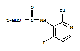 tert-butyl N-(2-chloro-4-iodopyridin-3-yl)carbamate结构式