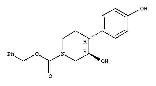 Structure of Benzyl(3R,4R)-3-hydroxy-4-(4-hydroxyphenyl)piperidine-1-carboxylate