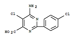 Chemical structure of 6-AMINO-5-CHLORO-2-(4-CHLORO-PHENYL)-PYRIMIDINE-4-CARBOXYLIC ACID