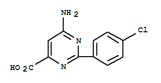 6-AMINO-2-(4-CHLORO-PHENYL)-PYRIMIDINE-4-CARBOXYLIC ACID结构式