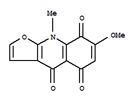 Structure of Furo[2,3-b]quinoline-4,5,8(9H)-trione,  7-methoxy-9-methyl-