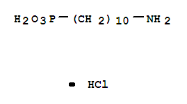 Chemical structure of 10-Aminodecylphosphonic acid, hydrochloride, tech.