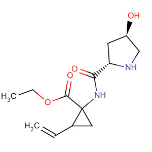 Structure of Cyclopropanecarboxylic acid,2-ethenyl-1-[[[(2S,4R)-4-hydroxy-2-pyrrolidinyl]carbonyl]amino]-, ethylester, (1R,2S)-
