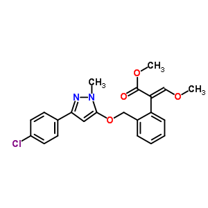 Structure of methyl (E)-2-[2-[[5-(4-chlorophenyl)-2-methyl-pyrazol-3-yl]oxymethyl]phenyl]-3-methoxy-prop-2-enoate