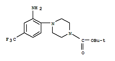 4-(2-Amino-4-trifluoromethyl-phenyl)-piperazine-1-carboxylic acid tert-butyl ester结构式