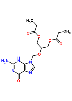 2-[(2-amino-6-oxo-3,6-dihydro-9H-purin-9-yl)methoxy]propane-1,3-diyl dipropanoate结构式