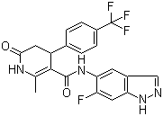 N-(6-氟-1H-吲唑-5-基)-2-甲基-6-氧代-4-[4-(三氟甲基)苯基]-1,4,5,6-四氢-3-吡啶甲酰胺结构式