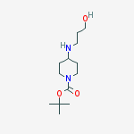 Chemical structure of 1-Piperidinecarboxylic acid, 4-[(3-hydroxypropyl)amino]-, 1,1-dimethylethyl ester