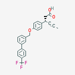 Structure of (3S)-3-[4-[[3-[4-(trifluoromethyl)phenyl]phenyl]methoxy]phenyl]hex-4-ynoic acid