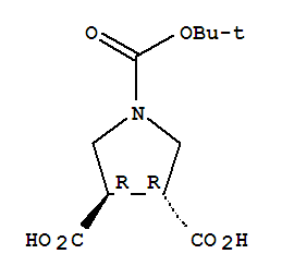Structure of 1,3,4-Pyrrolidinetricarboxylicacid, 1-(1,1-dimethylethyl) ester, (3R,4R)-rel-