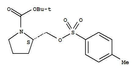 Structure of tert-butyl (2S)-2-({[(4-methylphenyl)sulfonyl]oxy}methyl)pyrrolidine-1-carboxylate
