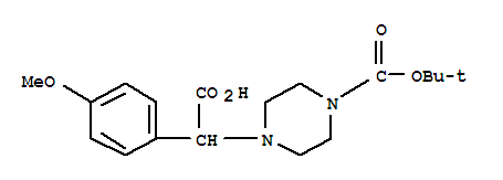 Structure of 4-[CARBOXY-(4-METHOXY-PHENYL)-METHYL]-PIPERAZINE-1-CARBOXYLIC ACID TERT-BUTYL ESTER HYDROCHLORIDE