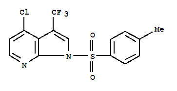Structure of 1H-Pyrrolo[2,3-b]pyridine, 4-chloro-1-[(4-methylphenyl)sulfonyl]-3-(trifluoromethyl)-