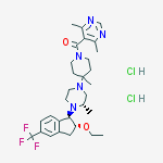 Methanone, (4,6-dimethyl-5-pyrimidinyl)[4-[(3S)-4-[(1R,2R)-2-ethoxy-2,3-dihydro-5-(trifluoromethyl)-1H-inden-1-yl]-3-methyl-1-piperazinyl]-4-methyl-1-piperidinyl]-, hydrochloride (1:2)结构式