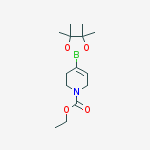 Structure of 1(2H)-PYRIDINECARBOXYLIC ACID, 3,6-DIHYDRO-4-(4,4,5,5-TETRAMETHYL-1,3,2-DIOXABOROLAN-2-YL)-, ETHYL ESTER
