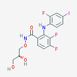 Structure of N-{[(2R)-2,3-dihydroxypropyl]oxy}-3,4-difluoro-2-[(2-fluoro-4-iodophenyl)amino]benzamide