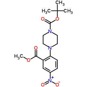 2-(4-(叔丁氧羰基)哌嗪-1-基)-5-硝基苯甲酸甲酯结构式