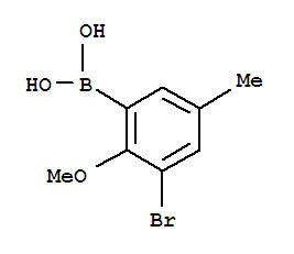 3-溴-5-甲基-2-甲氧基苯基硼酸结构式
