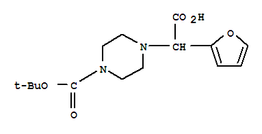2-(4-BOC-哌嗪-1-基)-2-(呋喃-2-基)乙酸结构式