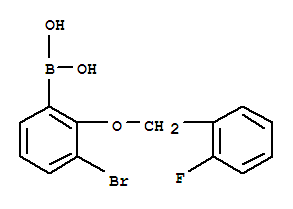 3-溴-2-(2-氟苄氧基)苯基硼酸结构式
