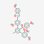 8a-(2,4-dihydroxyphenyl)-6-(6-hydroxy-1-benzofuran-2-yl)-2-methyl-8aH-benzo[3,4]isochromeno[1,8-bc]chromene-4,11-diol结构式