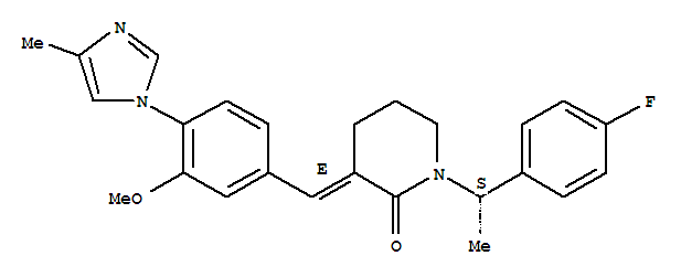 Structure of (E)-1-[(1S)-1-(4-Fluorophenyl)ethyl]-3-[3-methoxy-4-(4-methyl-1H-imidazol-1-yl)benzylidene]piperidin-2-one