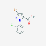 Structure of 1H-Pyrazole-5-carboxylic acid, 3-broMo-1-(2-chlorophenyl)-