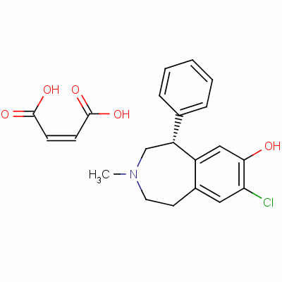 Structure of R-(+)-7-CHLORO-8-HYDROXY-3-METHYL-1-PHENYL-2,3,4,5-TETRAHYDRO-1H-3-BENZAZEPINE HCL
