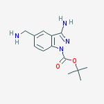 Chemical structure of tert-butyl 3-amino-5-(aminomethyl)-1H-indazole-1-carboxylate