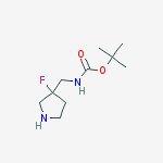 Structure of Carbamic acid, [(3-fluoro-3-pyrrolidinyl)methyl]-, 1,1-dimethylethyl ester