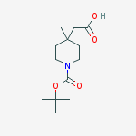 Structure of 2-[4-methyl-1-[(2-methylpropan-2-yl)oxycarbonyl]piperidin-4-yl]acetic acid