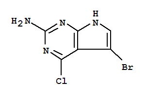 Structure of 5-BROMO-4-CHLORO-1H-PYRROLO[2,3-D]PYRIMIDIN-2-AMINE