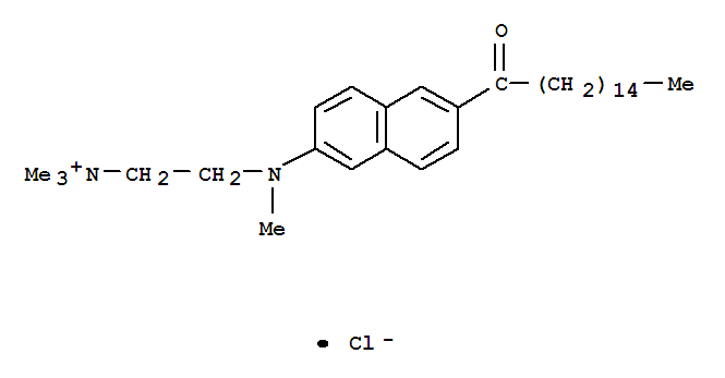 Structure of 6-HEXADECANOYL-2-(((2-(TRIMETHYLAMMONIUM) ETHYL)METHYL)AMINO)NAPHTHALENE CHLORIDE