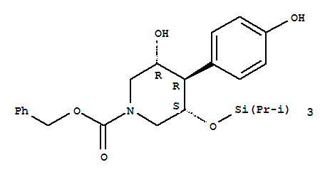 Structure of Benzyl(3R,4R,5S)-3-hydroxy-4-(4-hydroxyphenyl)-5-(triisopropylsilanyloxy)piperidine-1-carboxylate